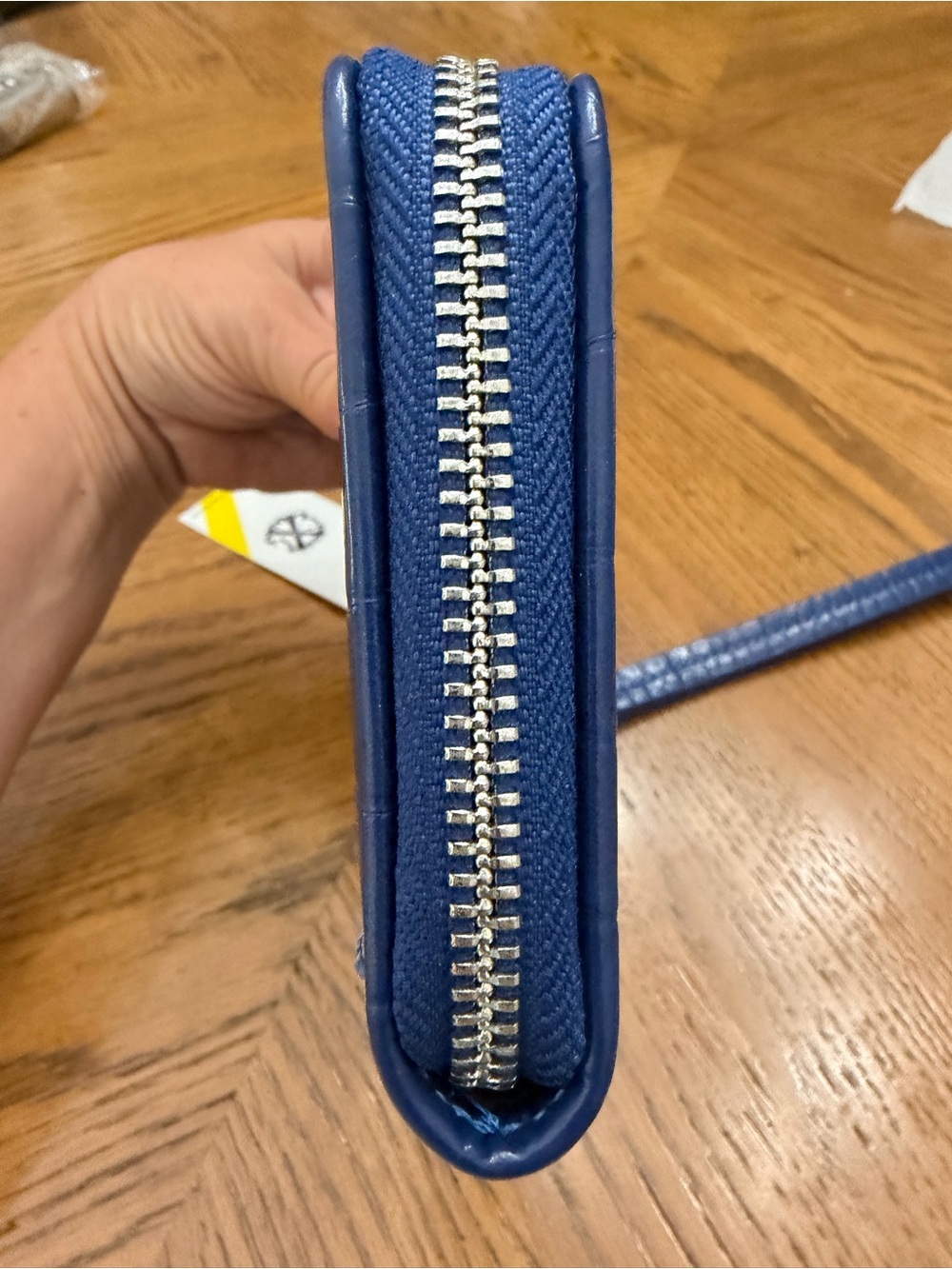 Blue Croc-Embossed Christian LaCroix Wristlet Wallet - Picture 9 of 9